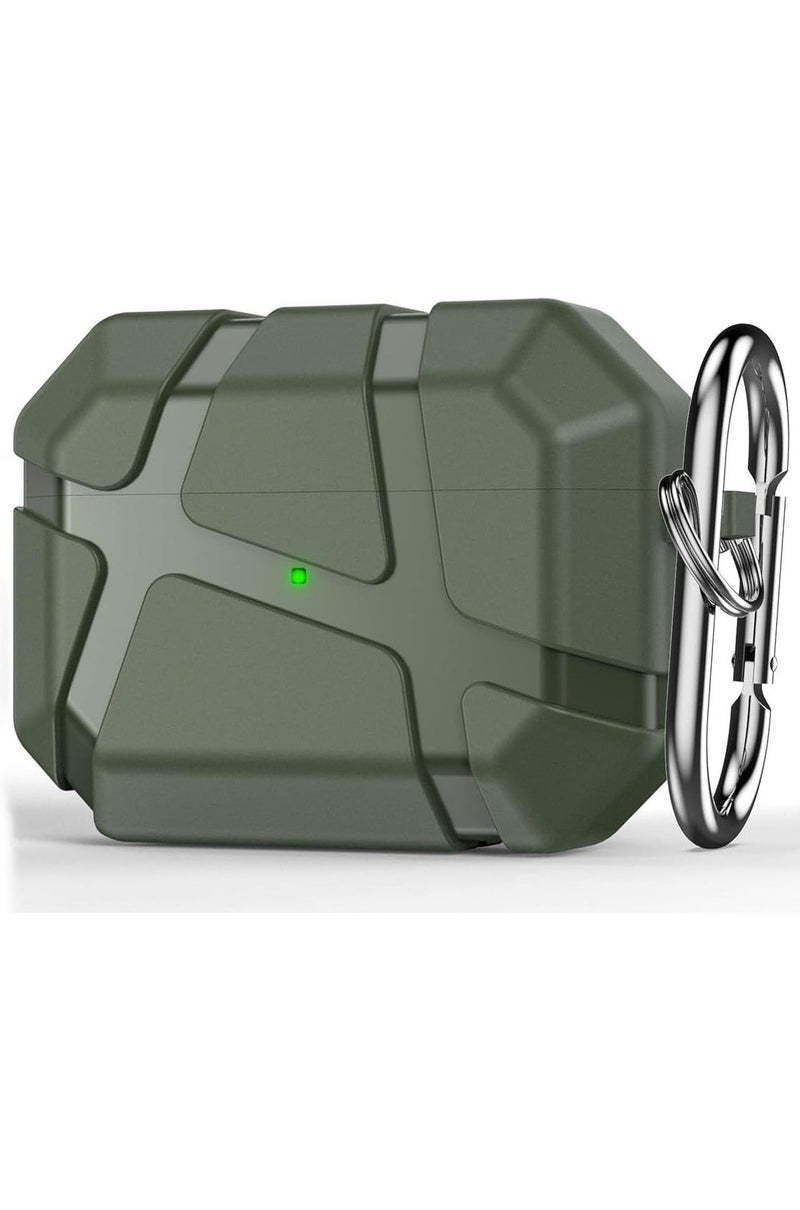 for AirPods Pro 3 Case, Shockproof Silicone Protective Case, Compatible with AirPods Pro 3rd Generation, with Hard Shell Design & Scratch Protection, Front LED Visible with Carabiner, Green - Image 1